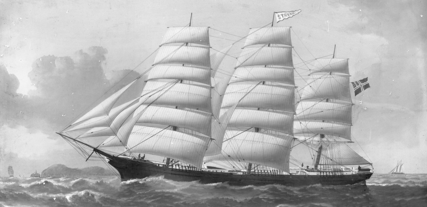 Skutemaleri av fullriggeren Struan.