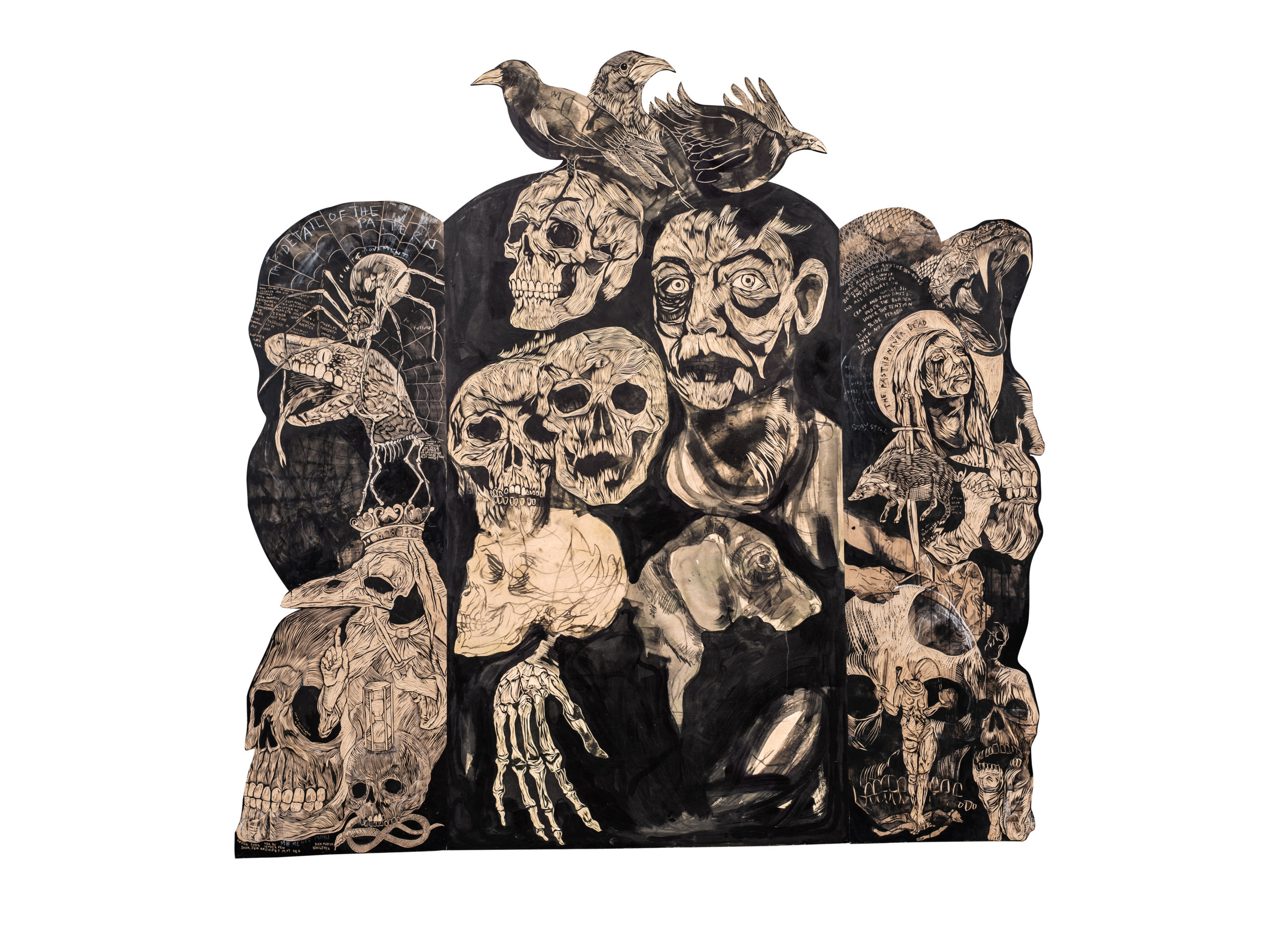 Ebbing, Julie (Norway),Gravgaver, 2019, tresnitt, woodcut, 240 x 240 cm