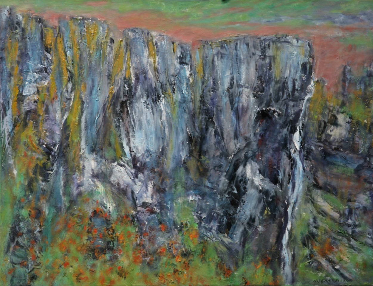 Fjellklippe, 2020, 50 x 65 cm